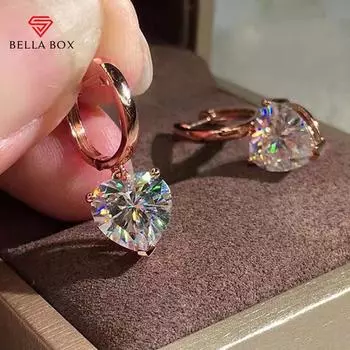 BELLA BOX великолепные серьги-капли с квадратными кристаллами/сердцами из кубического циркония для женщин, нежные серьги для свадьбы, вечеринки, подарка на день рождения, хит продаж square белый