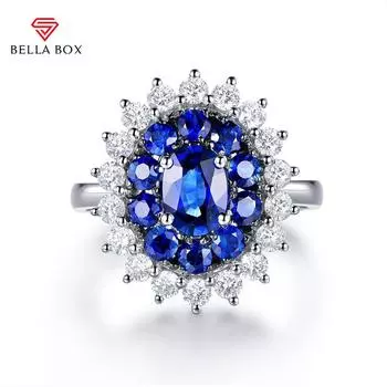 Bella Box великолепные синие красные женские обручальные кольца с фианитом, темперамент, элегантное женское кольцо на палец, блестящие модные украшения Resizable синий