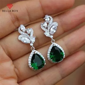 Bella Box великолепные женские серьги-капли с зеленой каплевидным фианитом элегантные женские серьги юбилейные модные украшения зелёный
