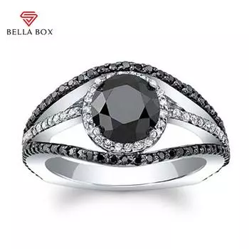 Bella Box винтажное кольцо для очаровательной леди Кристалл черный камень серебряный цвет обручальные кольца овальный циркон обручальное кольцо ювелирные изделия вечерние 6 чёрный