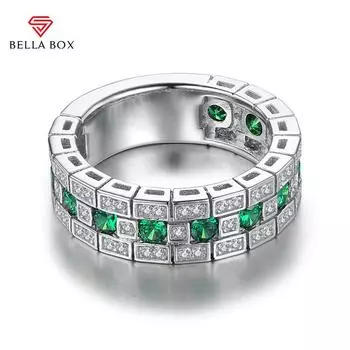 Bella Box винтажное женское кольцо с драгоценным камнем зеленого цвета серебряного цвета женские украшения романтический драгоценный камень для помолвки на годовщину 6 зелёный
