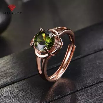 Bella Box винтажные темпераментные круглые кольца зеленые открывающиеся кольца для женщин званый ужин с цирконием изысканные простые ювелирные изделия подарок на день матери Adjustable Opening