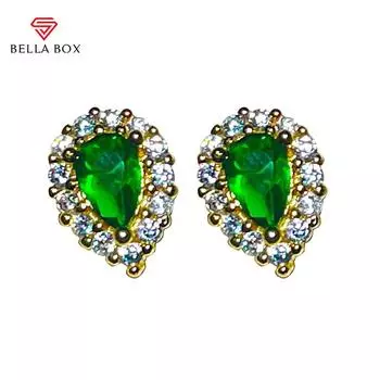 BELLA BOX винтажные ювелирные изделия серьги-гвоздики для женщин с каплей воды зеленый циркон изящные ювелирные изделия в подарок зелёный