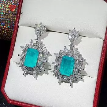 BELLA BOX висячие серьги с зеленым камнем и белым цирконом, обручальные свадебные серьги, модные украшения для женщин