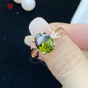 Bella Box зеленое модное простое кольцо с цирконом для женщин, ювелирные изделия для девочек, подарок на вечеринку с камнем овальной формы, индивидуальный подарок на свадьбу Adjustable Opening зелёный