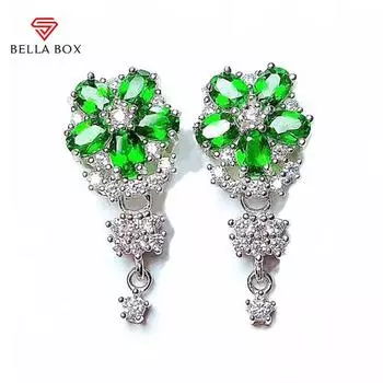 Bella Box женские серьги-капли с цветком в форме зеленого циркона, женские модные украшения, вечерние свадебные подарки зелёный