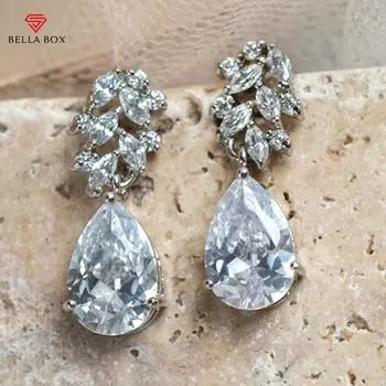 BELLA BOX женские висячие серьги с грушей из фианита, модные элегантные женские аксессуары для ушей, свадебная вечеринка, новые модные украшения