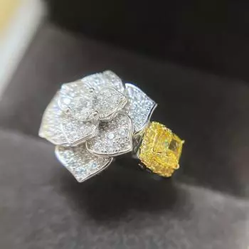 BELLA BOX Золотой циркон с цветком розы, красная сеть, хит продаж, новое открытое кольцо с бриллиантами для девочек Adjustable Opening белый