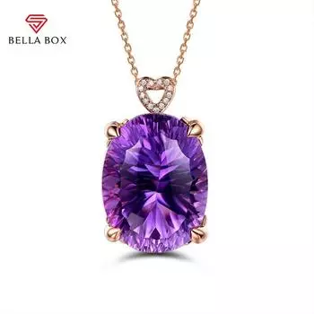 Bella BoxВысококлассный Роскошный Аметист 18-каратного Золотого Цвета Натуральный Аметист Сердце Ожерелье Для Женщин Очарование Свадьба Помолвка Изящные Ювелирные Изделия Новые Модные розового золота