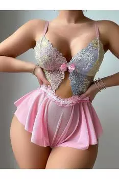 Bella Notte Романтичная вышитая фантазийная ночная рубашка с бантом Элегантное и сексуальное женское нижнее белье