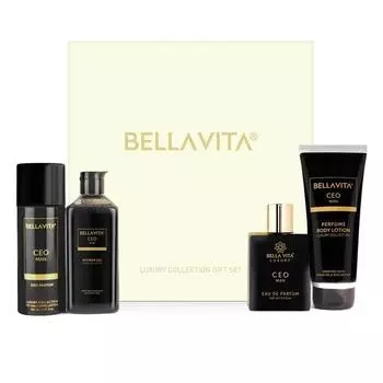 Bella Vita Luxury Ceo Men Подарочный набор с гелем для душа Charcoal Wood 250 мл, духами 100 мл, дезодорантом No Gas Deo Body Parfum 150 мл и парфюмированным лосьоном для тела 200 мл