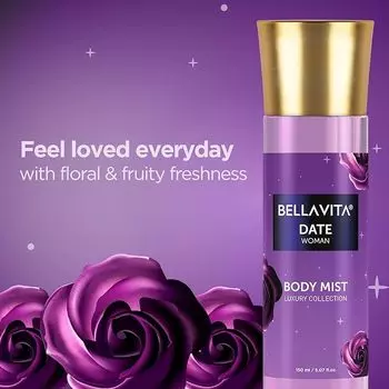 Bella Vita Luxury Date Women Body Spray Mist Духи для освежающего цветочного и ванильного длительного аромата с розовым перцем и красными фруктами, 150 мл 150 ml