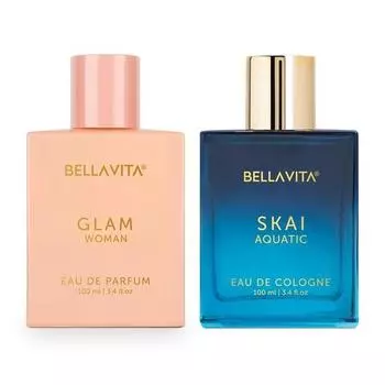 Bella Vita Luxury Men & Women Skai Edc & Glam Edp Liquid Perfume Combo, Pack Of 2 Premium Long Lasting Fragrance Aquatic Scents & , 100 Ml Each