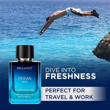 Bella Vita Luxury OCEAN Aquatic Eau De Parfum для мужчин с морскими нотами, орхидеей и мускусом, 100 мл 100 ml