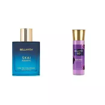 Bella Vita Luxury Skai Aquatic Unisex Eau De Cologne Date Women Body Spray Mist Perfume для освежающего цветочного и ванильного длительного аромата, 150 мл