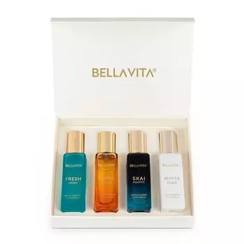 Bella Vita Luxury Unisex Eau De Parfum Подарочный набор 4 x 20 мл для мужчин и женщин с парфюмами SKAI, FRESH, WHITEOUD, HONEY OUD | Стойкий