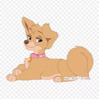 Belle Et Le Clochard Fanart Puppy Scamp Утюг на термопереносной печати Виниловые нашивки-наклейки для одежды DIY Аппликации моющиеся нашивки