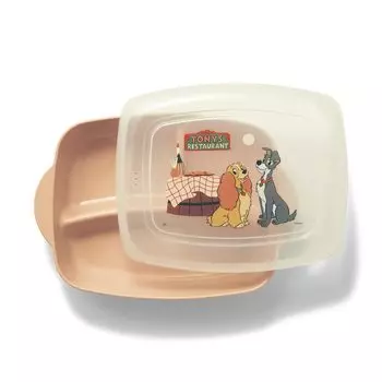 Belle Maison Disney Lunch Plate with Deep Divided Plate for Preparing Dishwasher Made in Lady and the Lid, Meals, Safe, Japan, Tramp/Small