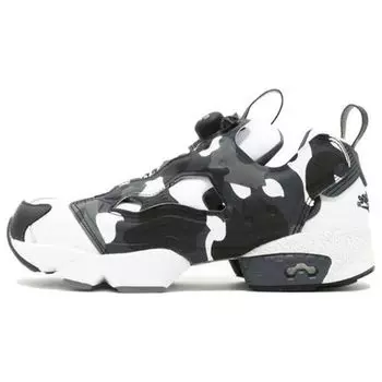 Бело-черные камуфляжные кроссовки унисекс Reebok A Bathing Ape x Mita x InstaPump Fury BD1355