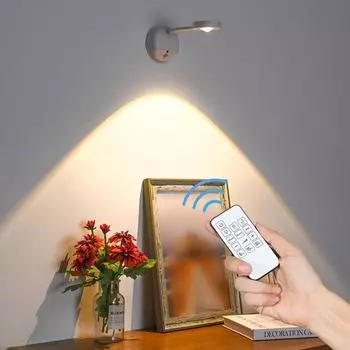Бело-черный перезаряжаемый светодиодный настенный светильник с дистанционным управлением, не нужно пробивать отверстия, ночник на батарейках для галерей, лестниц, коридоров Remote-SE белый