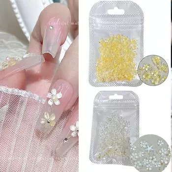 Бело-розовые цветочные подвески для ногтей 3D-цветочные подвески для дизайна ногтей Маникюрные принадлежности DIY украшения для акриловых ногтей жёлтый
