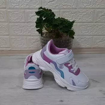 Бело-розовые кроссовки Lumberjack Nancy на липучке для девочек