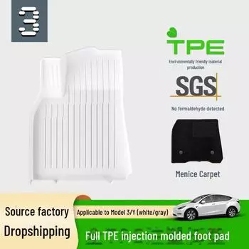 Бело-серые автомобильные коврики TPE для Tesla Model 3/Y 2023 года Tesla Model Y Single-layer белый