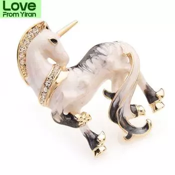 Белое чудо, счастливая лошадь, эмалевые броши для женщин и мужчин, сплав, животное, стразы, брошь для банкета, вечеринки, подарки