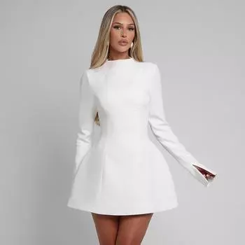 Белое лоскутное платье А-силуэта с высокой талией и запахом, женское мини-платье на осень-зиму, лето-осень, открытая спина, сексуальные платья для вечеринок в ночном клубе S чёрный