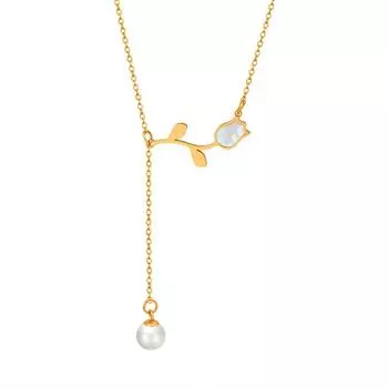 Белое Морское Ожерелье в форме цветка тюльпана с имитацией жемчуга и бахромой в стиле ретро из титановой стали для девушки и подруги