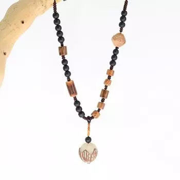 Белое нефритовое ожерелье Бодхи, куриное крыло, деревянная матовая подвесная цепочка, длинная цепочка для свитера, ювелирные аксессуары, кулон