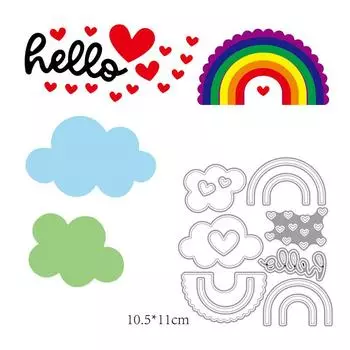 Белое Облако Радуга Любовь Дизайн Стиль Скрапбукинг умирает Металл Ремесло Высечка Тиснение Изготовление Карты серебряный