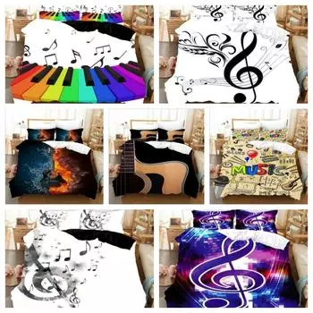 Белое одеяло с музыкальной нотой, комплект пододеяльников, постельные принадлежности Super King, односпальная двуспальная кровать размера «queen-size» Single 135x200cm