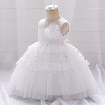 Белое платье для крещения маленьких девочек, бальное платье с блестками для первого причастия, наряд феи для новорожденных на первый день рождения, детские вечерние платья, платье 70CM белый
