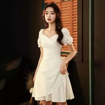 Белое платье светской львицы - Женская повседневная французская роскошная юбка для банкетов Small