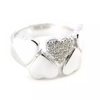 Белое серебряное кольцо Love