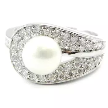 Белое серебряное кольцо Sissi