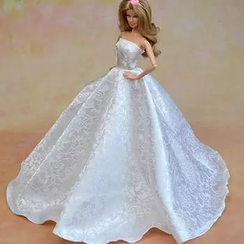Белое свадебное платье с открытыми плечами, кукольная одежда для куклы Барби, вечерние платья для 1/6 куклы BJD, игрушечная малышка белый