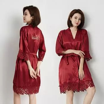 Белое свадебное платье, вышитое кимоно для матери и невесты, женское сексуальное кружевное цветочное интимное белье, домашняя одежда из ледяного шелка, банный халат, платье M