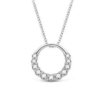 Белое тибетское серебряное ожерелье, женское круглое колье с цирконием и цирконием, кулон в виде круга, женская простая цепочка на ключицы, свадебные украшения, подарок 40cm