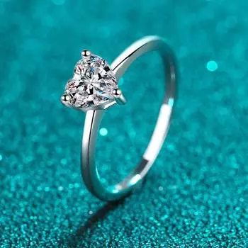 Белое золото 0,5 карата 5 мм, кольцо с муассанитом в форме сердца для женщин, S925, твердое серебро, обручальное кольцо с бриллиантами, роскошные ювелирные изделия GRA 5.5