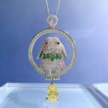 Белое золото 18 карат, кролик, 7 * 10 мм, сапфиры, драгоценные камни, ожерелья, подарок на годовщину, серебро 925 пробы, ювелирные изделия