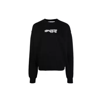 Белоснежный пуловер с круглым вырезом и буквенным принтом, мужские топы обычного кроя, черный OMBA058F22FLE0031001 XL