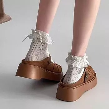 Belt buckle retro thick-soled bag head slippers women s 2025 spring and summer new outer wear heightening half slippers lazy shoes trend 35 чёрный