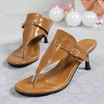 Belt buckle toe high heels women s 2025 new stiletto flip-flops personalized fashion pinch foot cool slippers 36