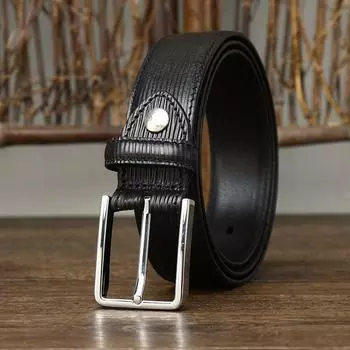 Belt Men s Business Youth Formal Wear Suit Pants Pin Buckle Belt Genuine Leather Embossed Tree Pattern Pure Leather Belt