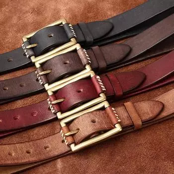 Belt Men s Korean-Style Simple Fashion Trend Genuine Leather First Layer Pure Cattlehide Retro Leisure Cargo Jeans Belt