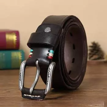 Belt Men s Retro Fashion Trends Personalized Carved Pin Buckle Genuine Cattlehide Leather Surface Youth Casual All-Matching Pants Belt 100cm