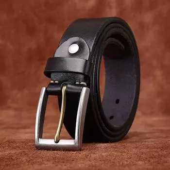 Belt Men s Retro Primary Color Thickened First Layer Cowhide Leather Stainless Steel Buckle Men s Simplicity Casual Men s Belt 100cm