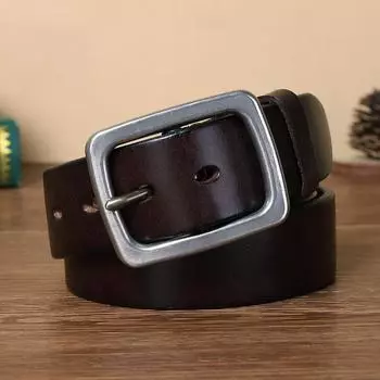 Ремень мужской толстый толстый пряжка из нержавеющей стали натуральная кожа чистая коровья кожа ретро и мода универсальный молодежный джинсовый ремень 100cm